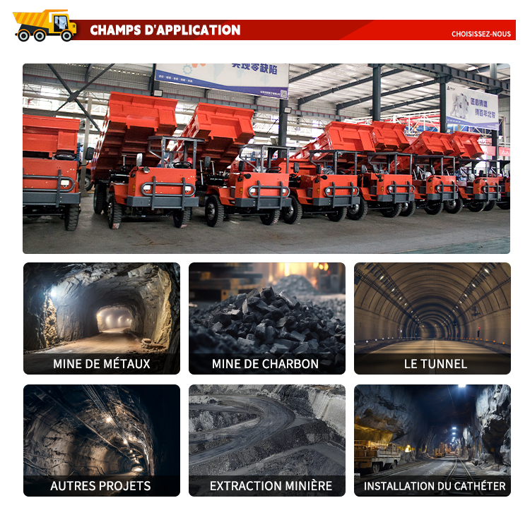 Camion Minier Souterrain 3,5 Tonnes avec Frein Pneumatique pour Tunnels Étroits