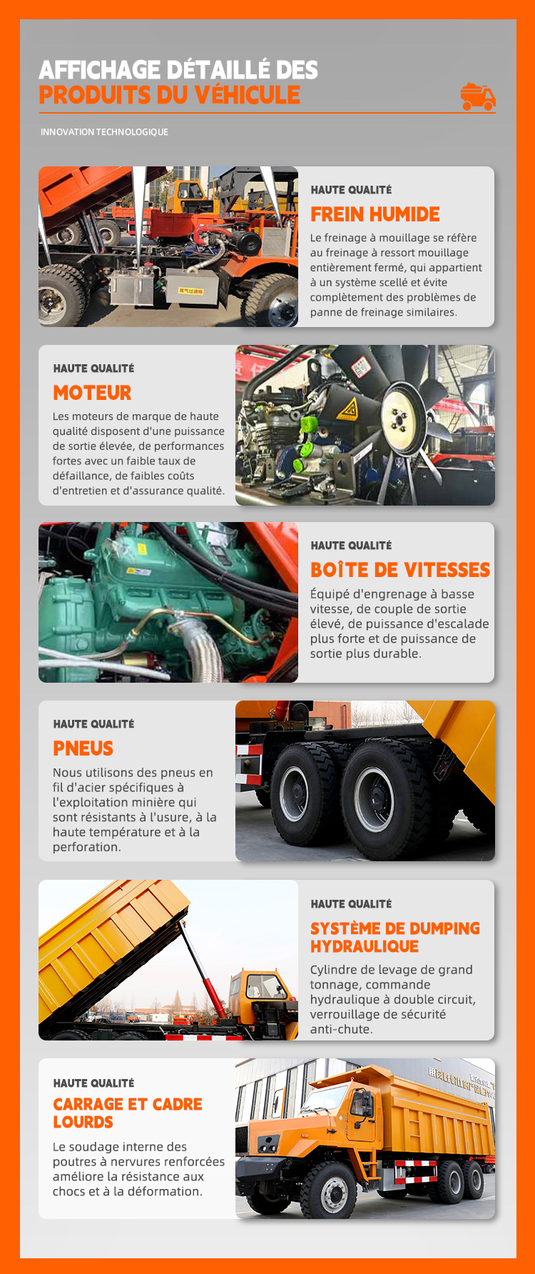 Camion-Benne Minier Souterrain 3,5 Tonnes avec Frein Humide pour Espaces Confinés